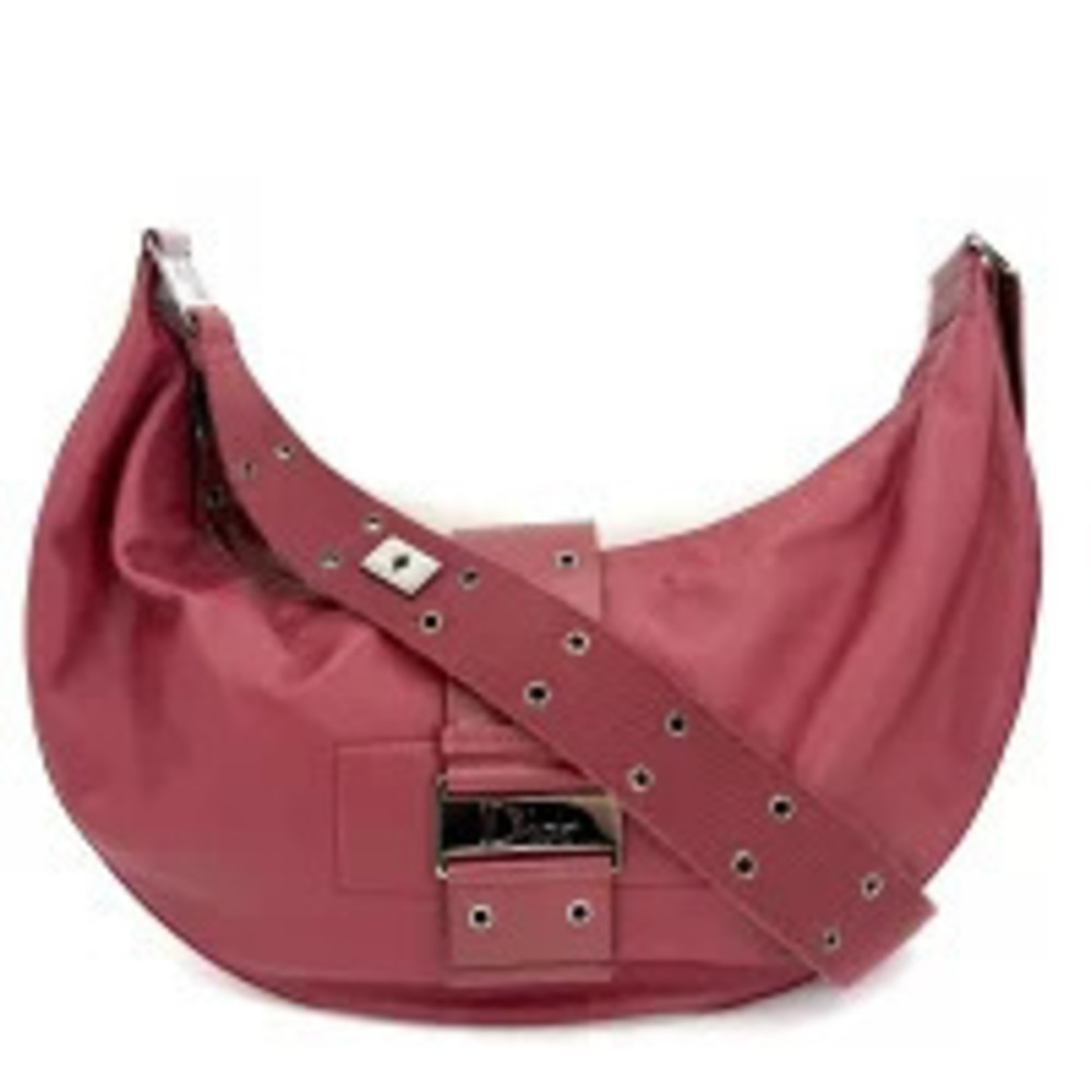 Christian Dior Street Hobo Shoulder Bag Leather Gunmetal Black Red